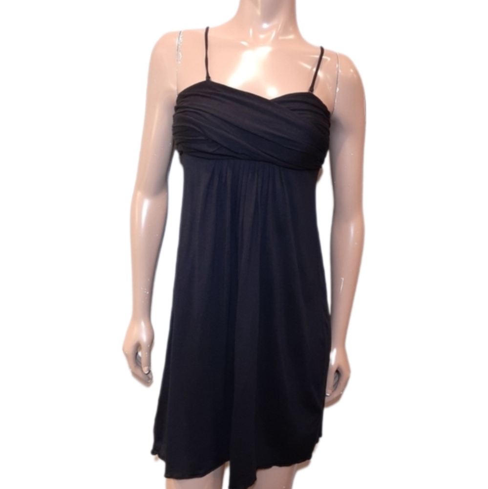 Banana Republic Silk Linen Mini Dress Cami Slip Black Babydoll Petite Small
